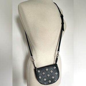 FLYNN // half moon emerald forest green small leather crossbody handbag purse